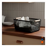 Organizador de Malla con Asas de Madera Negro para Colocar Articulos Y+Ligas Regalo